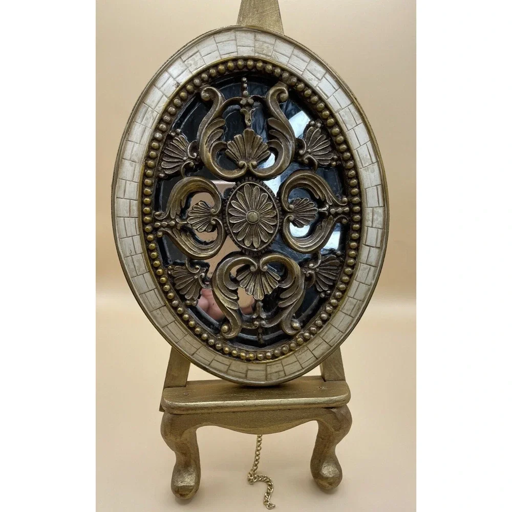 Pre-owned Scrolled Covered Mirror Oval and Square Set of 2 (Unique Vintage)